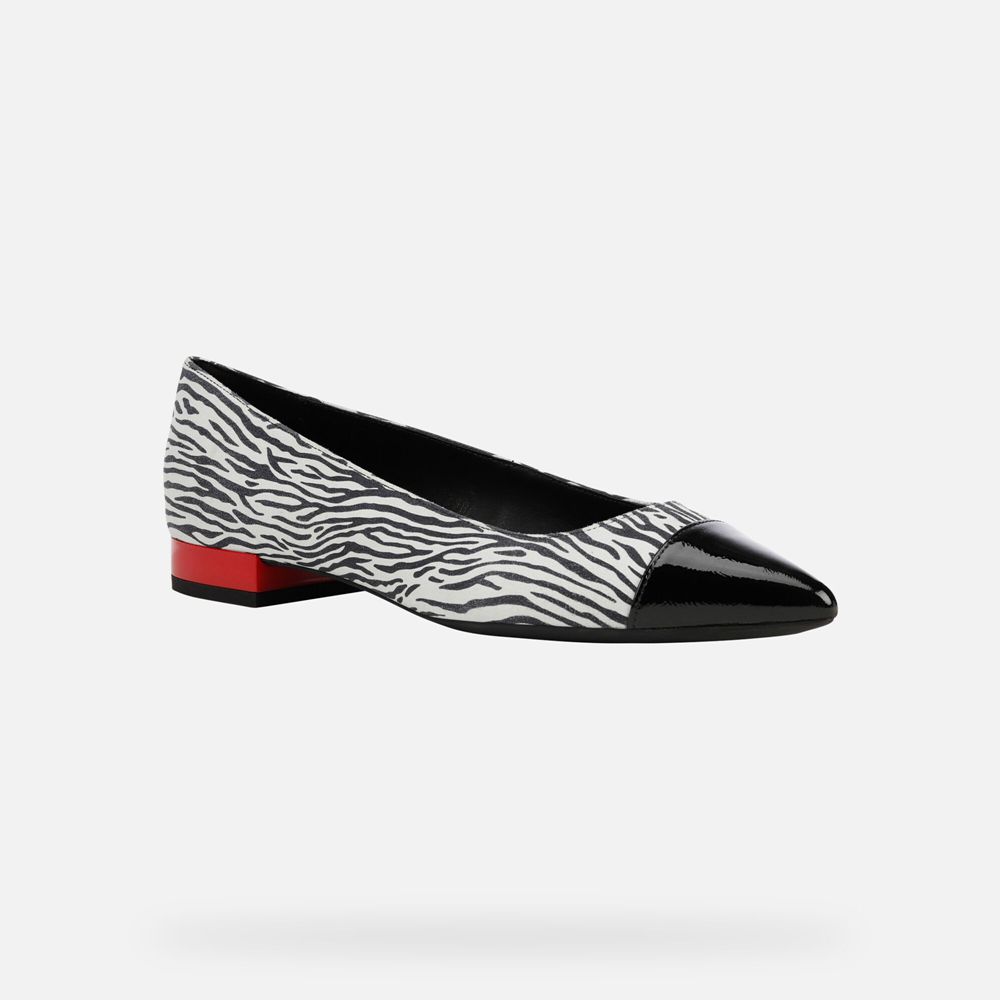 Geox Bayan Ballerina Beyaz/Siyah - Charyssa - MSH-793804